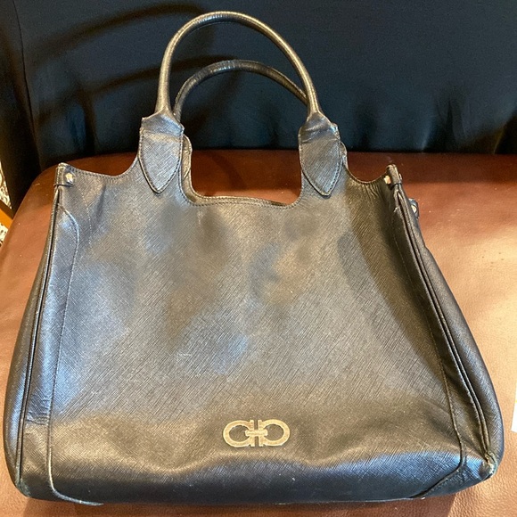 Salvatore Ferragamo double-handle bag black with silver accents